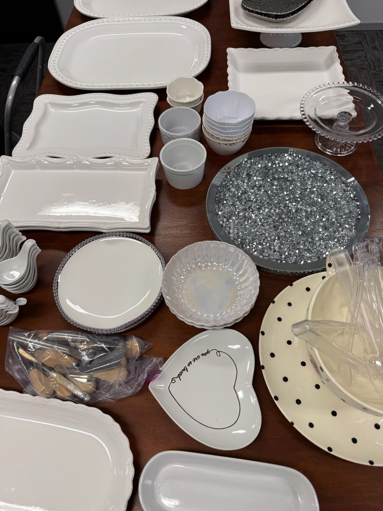 Assorted Porcelain catering or serving dishes.