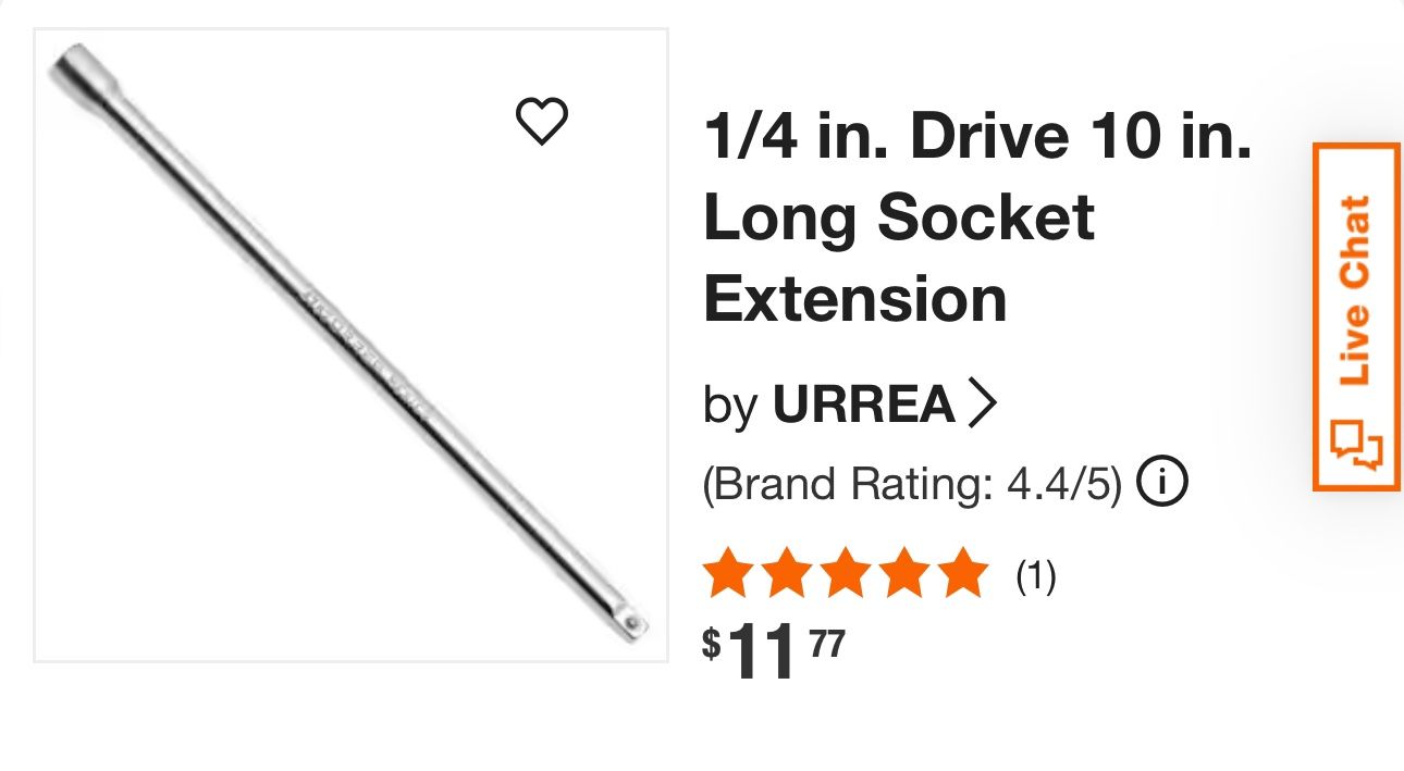 Socket Wrench Extension 1/4”x10”