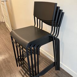 4 IKEA Black Bar Stools 