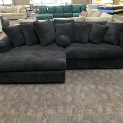 Deep Oversized Black Sectional