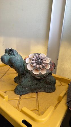 Ceramic Turtle Figurine with Seashell Shell