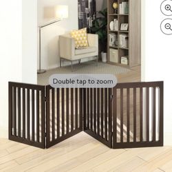 Unipaws 24"H Freestanding Wooden Dog Gate, Espresso