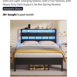 Full Size Bed Frame W/outlet 