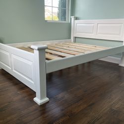 Solid Wood White Queen Bed Frame
