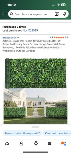 Artificial grass wall panels