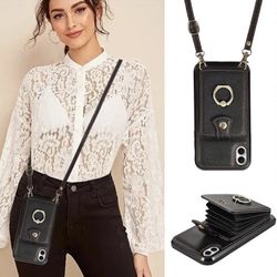 New Black Crossbody Phone Wallet Bag Compatible with iPhone 17