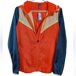 Retro inspired Orange/yellow/blue Spring/Summer windbreaker NWT size S 