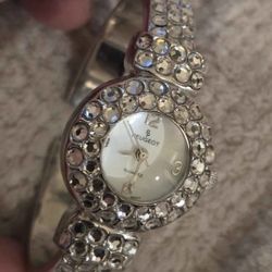 PEUGEOT Gemstones WOMENS CUFF BRACELET WATCH 