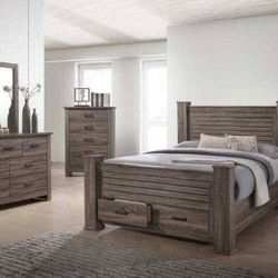Classic Storage Bedroom Set with Drawers – Queen & King | Black, Espresso or Rustic $1499
