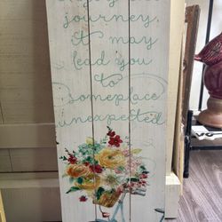 Wall Plaque With Bicycle And Flowers