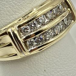 Gents 14k. 2 Row Diamond Ring