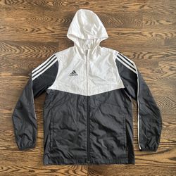 Adidas Youth Athletic Casual Zip Up Hooded Windbreaker Jacket