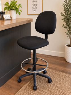 Black Tall High-Desk Receptionist Desk Chair