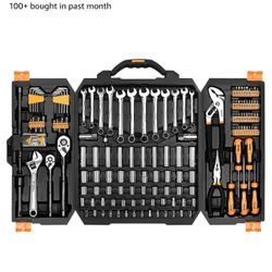 DEKOPRO 192 Piece Mechanics Tool Set Socket Wrench Set, Plastic Storage Case with Auto Repair Hand Tool Kit Wrench Tool Box Set