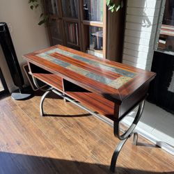 Slate Tile Top & Wood TV Stand