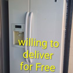 White GE Side By Side Refrigerator(size 36" W 69" H