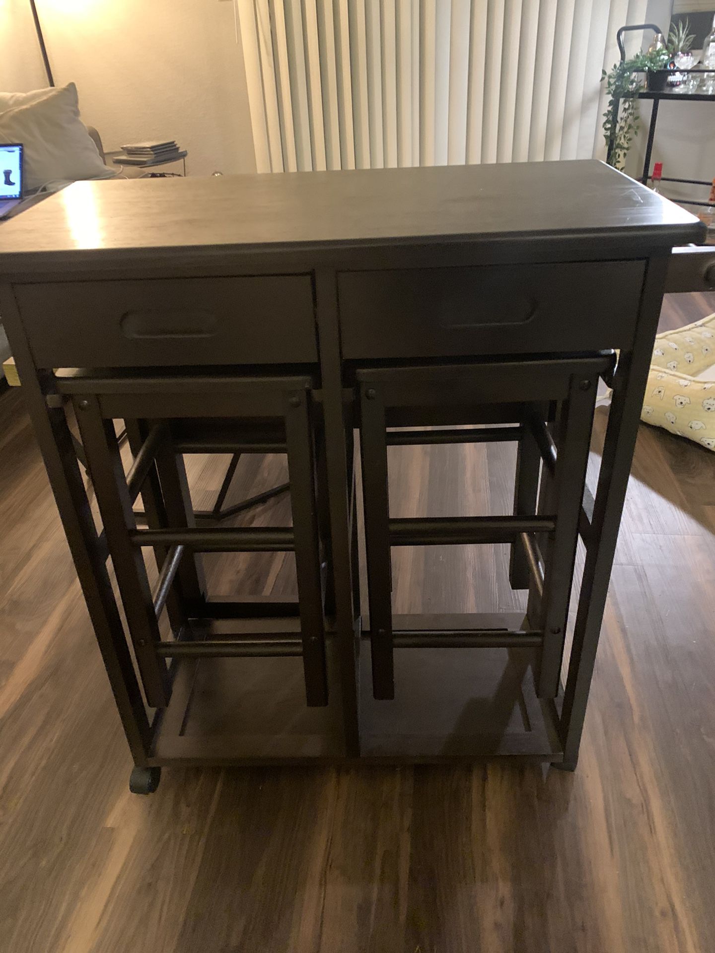 Space saver kitchen table with barstools!