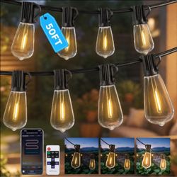50FT Outdoor String Lights 15 Sockets Waterproof, Patio Lights with Remote APP Control
GvvooHome Edison String Lights for Porch, Deck, Bistro, Low Vo