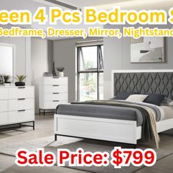 Queen Bedroom Set 4 Pcs Are Included With The Price 