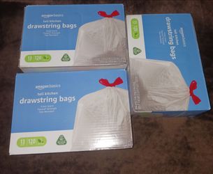 Amazon Basics 13-Gallon Tall Kitchen Drawstring Bags – 3 Boxes