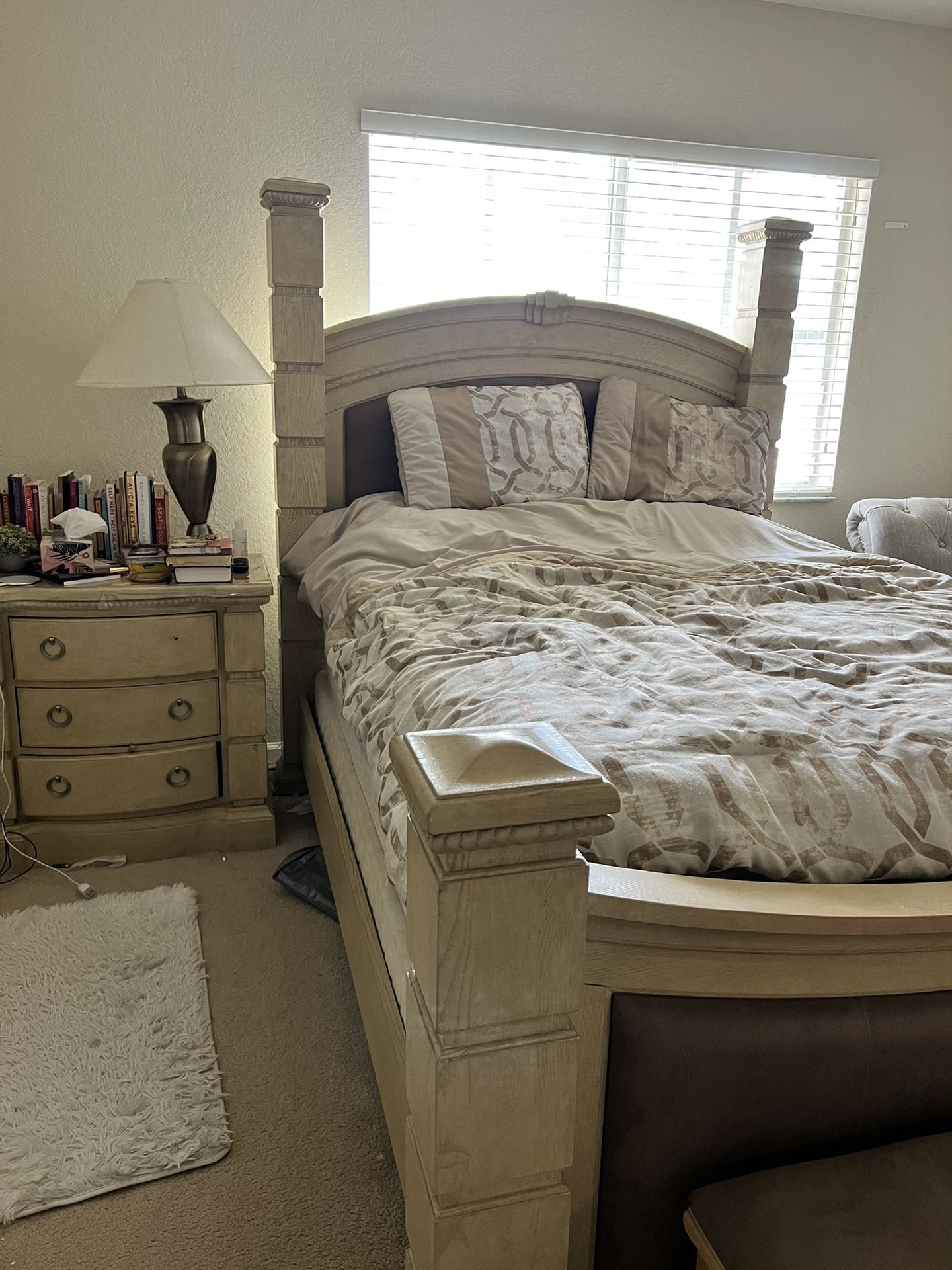 Queen Bed And Two Nightstands