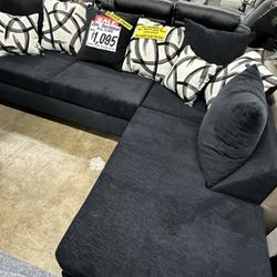 2pc. Large Black Sectional with Throw Pillows (Reg. $1,325)