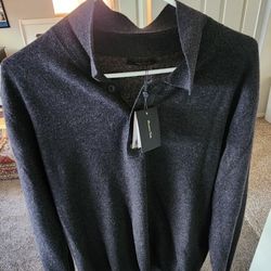 Men’s Massimo Dutti Knit Polo / Sweater – Charcoal – New with Tags