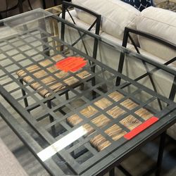 Rectangle Glass & Metal Dining Set (includes Chairs) 