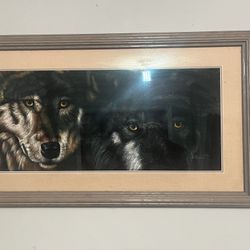 Wolf Painting   Signed And Framed