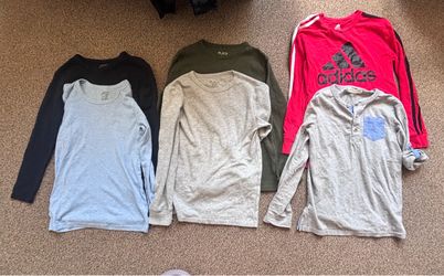 Lot of 6 Boys Long Sleeve Shirts - Adidas, The Children's Place, Brix, Hope & Henry size 10-12