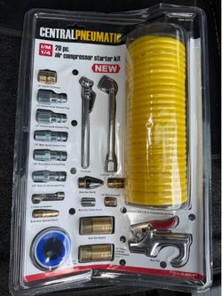 NEW 20 Piece Air Compressor Starter Kit Air Hose Blow Gun Nozzles Tire Chuck