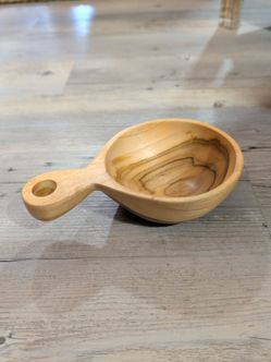 Handcrafted Olive Wood Bowl with Handle