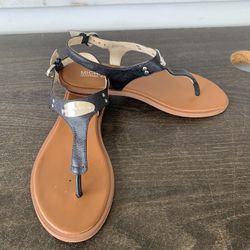 NEW MICHAEL KORS SLINGBACK LEATHER BLACK SANDLE SIZE 7m