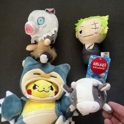 Pokemon And One Piece Plushes