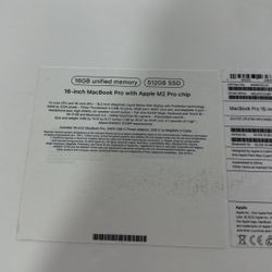 MacBook Pro 16 Inch 16gb 512gb M2 