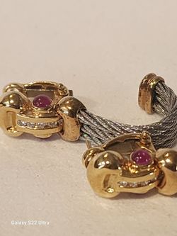 A Pair of Philippe Charriol 18k and Sterling Silver Earrings