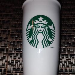 2011 Starbucks 12 FL OZ/355ML Ceramic Travel Mug Tumbler With Lid Green Siren Mermaid Logo New Never Been Used 