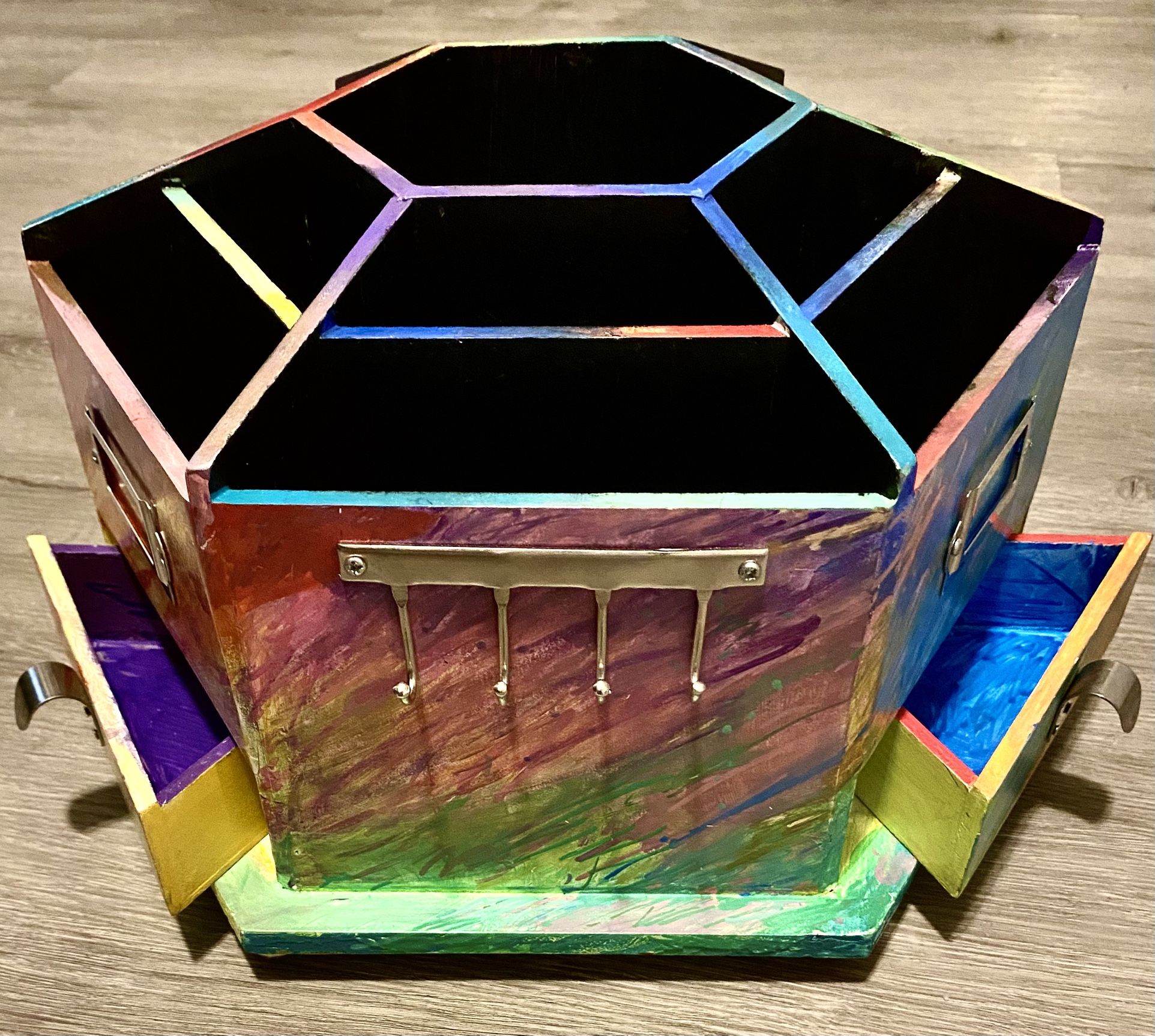 Multicolored Hexagonal Rotating Desk Organizer