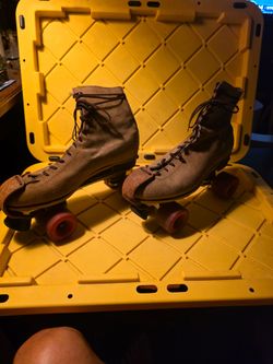 Vintage Jogger Tan Suede Leather RollerSkates .