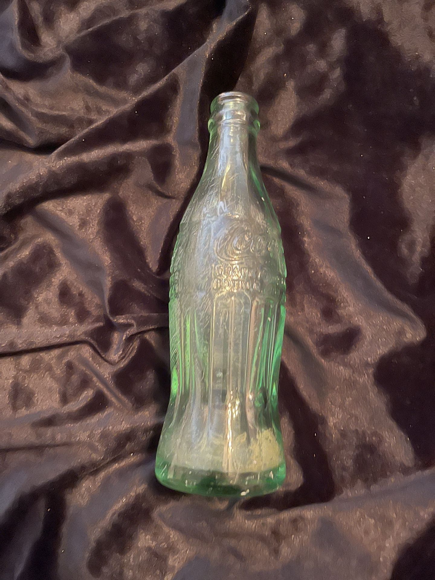 Green Coca Cola 8” Glass Bottle Black stone VA