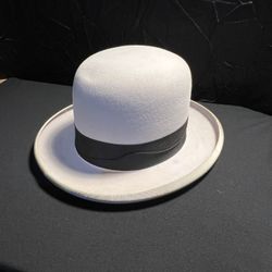 Circa 1950’s  “ALBY’S IMPERIAL” White Felt Bowler Derby Hat, Man’s Dress Hat, Size 56cm or 22.05 inches