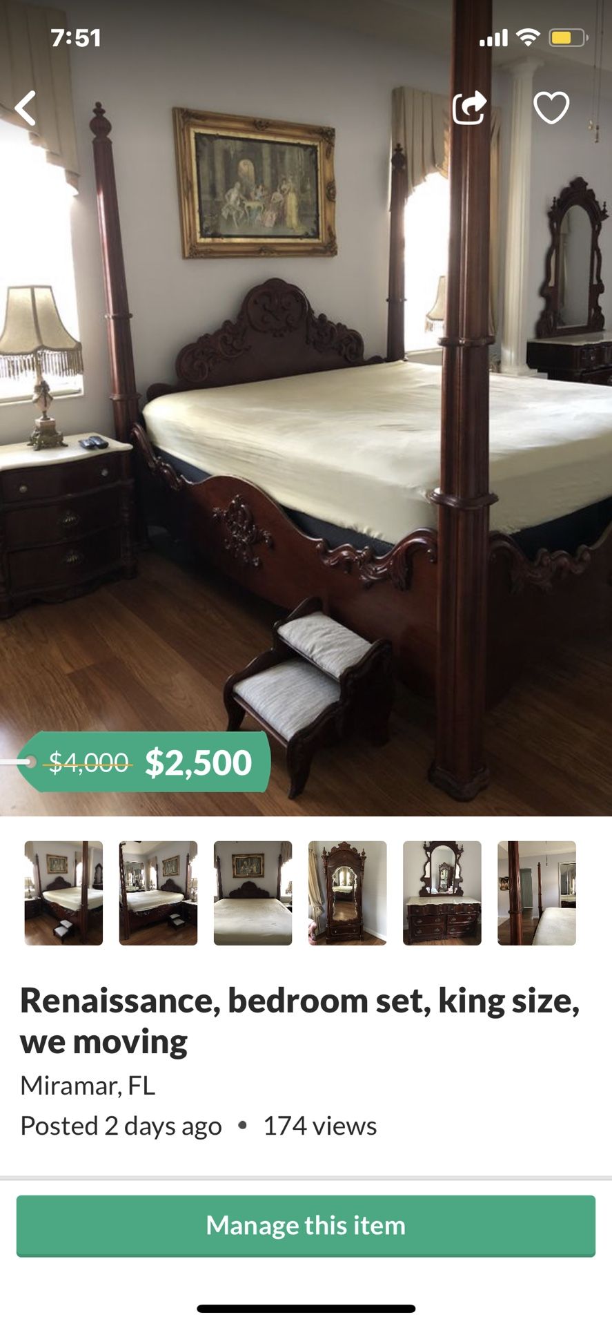Renaissance, bedroom set, king sizeh. REDUCEPRICE EVERTING INCLUDES SPECIAL SPECIAL. LOW PRICE!!!!
