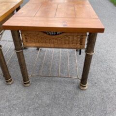 Copper/wood End Tables With Drawer -pair-very Heavy