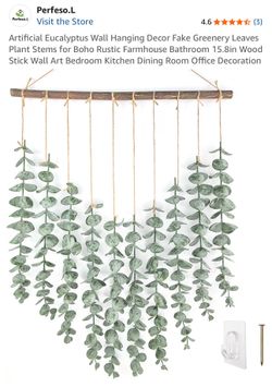 Artificial eucalyptus plant hanging Stick