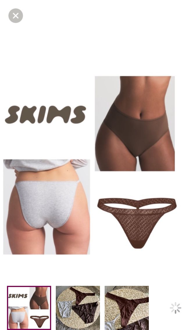 NEW Bundle of 3: SKIMS Logo Mesh Foil Thong, Mesh Bikini Briefs & Cotton bikini