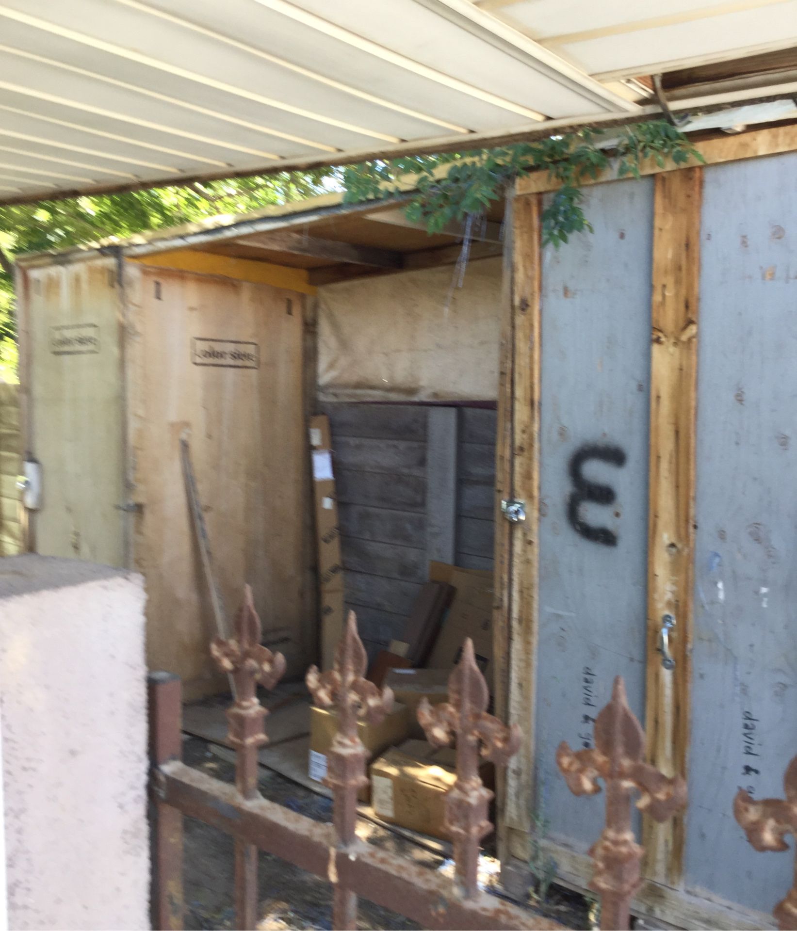 Storage shed made out of big theater boxes. 42 x 52 x 100 tall