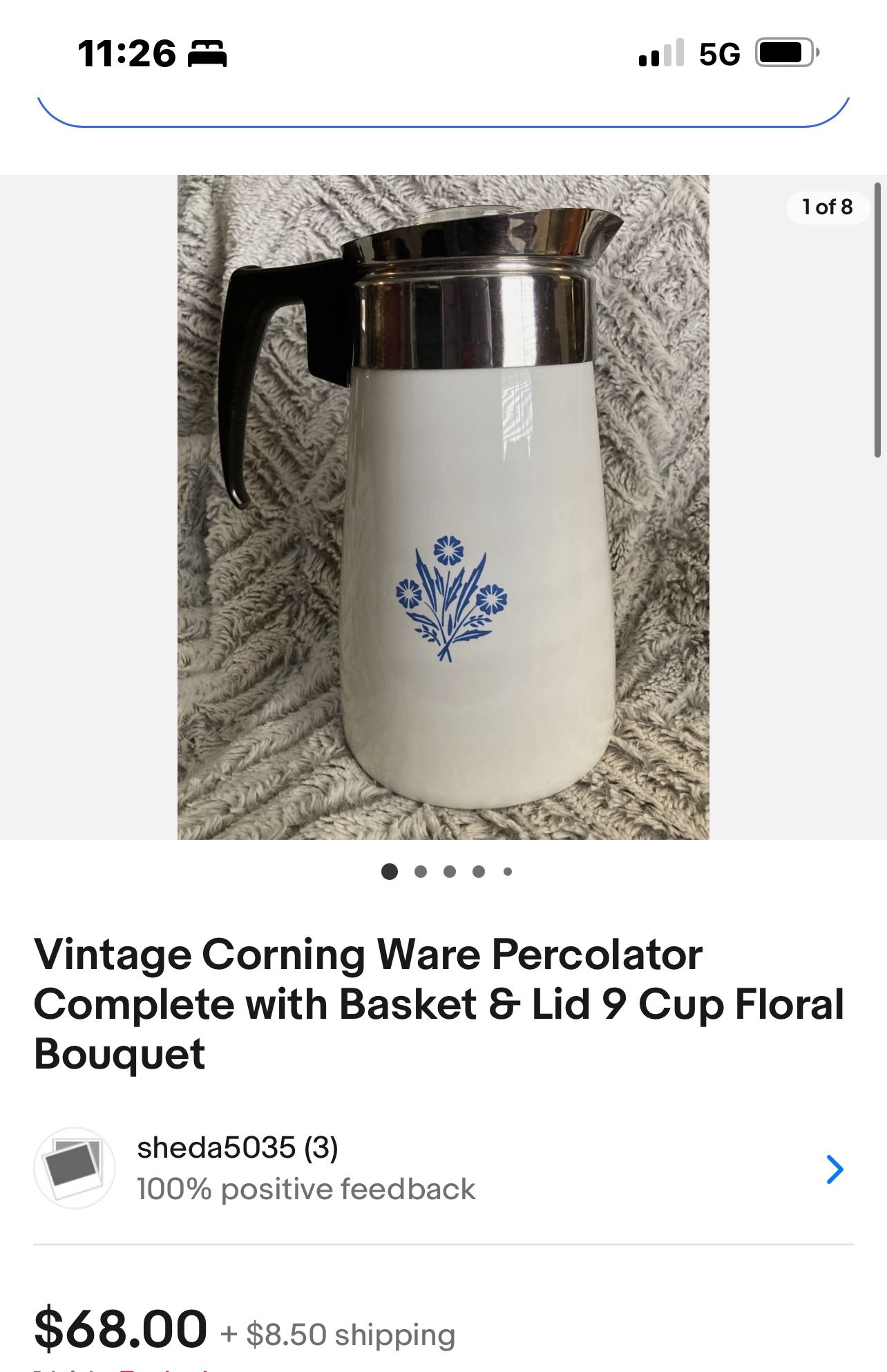 VINTAGE Stovetop Corning Ware 9 Cup Percolator Complete Set