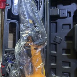 New 6 inch lithium, mini chainsaw. It comes with two batteries and safety glasses and safety gloves.