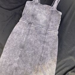 Girls Black Denim Dress 