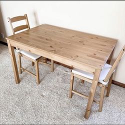 Solid Wood Dining Table with 2 Chairs 46x29x29h